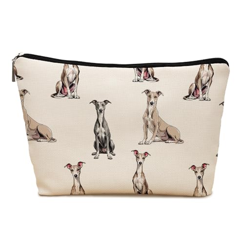 Greyhound Dog Makeup Bag, Greyhound Lovers Gifts Cosmetic Bag for Women, Dog Mom Lovers Owner Gifts for Women Christmas, Pet Lover Gift Zipper Travel Makeup Pouch for Purse - color: greyhound