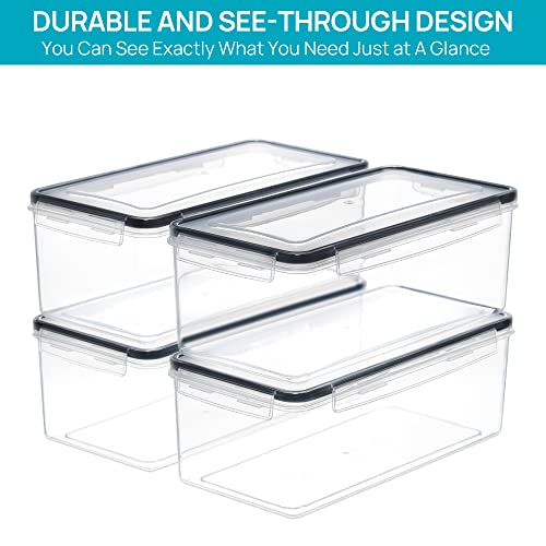 Vtopmart Airtight Food Storage Containers with Lids 8PCS Set 3.2L, Plastic Spaghetti Container for Pasta organizer, BPA Free Air Tight House Kitchen Pantry Organization