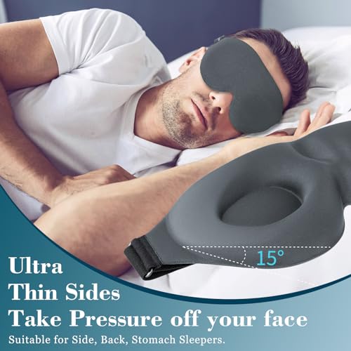 ZGGCD Sleep Mask for Side Sleeper, Light Blocking Sleeping Eye Mask for Women Men, 3D Contoured Cup Night Blindfold, Luxury Eye Cover Eyeshade with Adjustable Strap for Travel, Nap, Grey - color: Grey