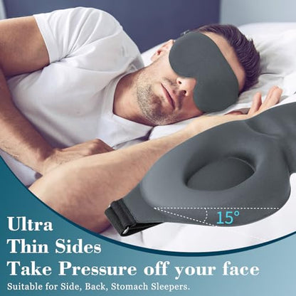 ZGGCD Sleep Mask for Side Sleeper, Light Blocking Sleeping Eye Mask for Women Men, 3D Contoured Cup Night Blindfold, Luxury Eye Cover Eyeshade with Adjustable Strap for Travel, Nap, Grey - color: Grey