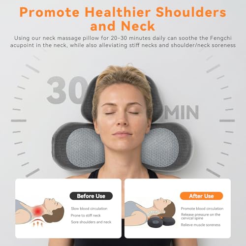 Yunari 3-in-1 Rechargeable Neck Massager Pillow with Heating & Traction, 2026 Latest Patented Ergonomic Cervical Pillow for Deep Tissue Neck Pain Relief, Shoulder & Neck Hump Corrector for Women, Men