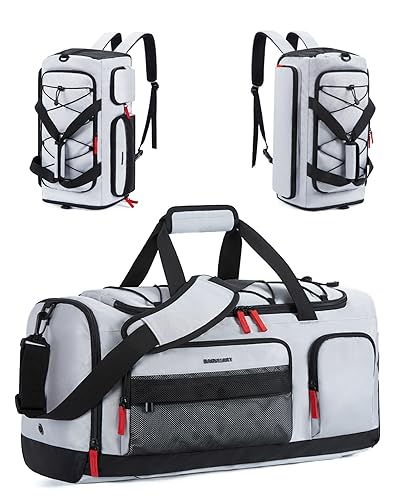 BAGSMART Gym Bag for Women & Men, 35L/63L Sports Travel Duffel Backpack with Shoe Compartment Laptop Compartment, Water Resistant Carry On Weekender Bag for Airplane - color: Grey, size: 35L Medium