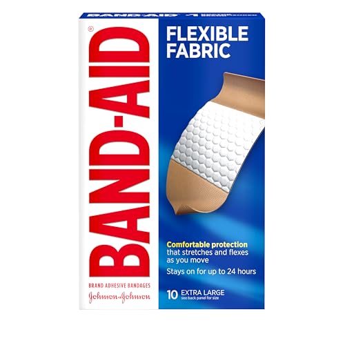 BAND-AID Brand Sterile Flexible Fabric Adhesive Bandages, Comfortable Flexible Protection & Wound Care for Minor Cuts & Scrapes, Designed to Cushion Painful Wounds, Extra Large Size - size: 10 Count (Pack of 1), style: All One Size