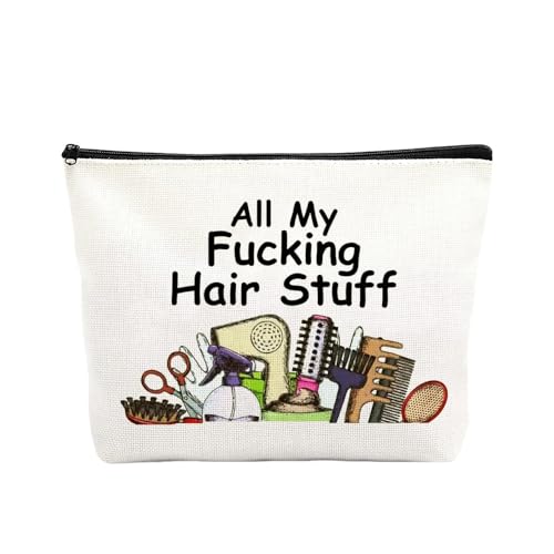 Hair Stylist Makeup Bag Hair Tools Stuff Travel Bags for Hairdresser Cosmetology Student Gift Women Men Hairstylist Traveling Zipper Bag Canvas Makeup Cosmetics Storage Pouch Organiser - color: Hair Stuff