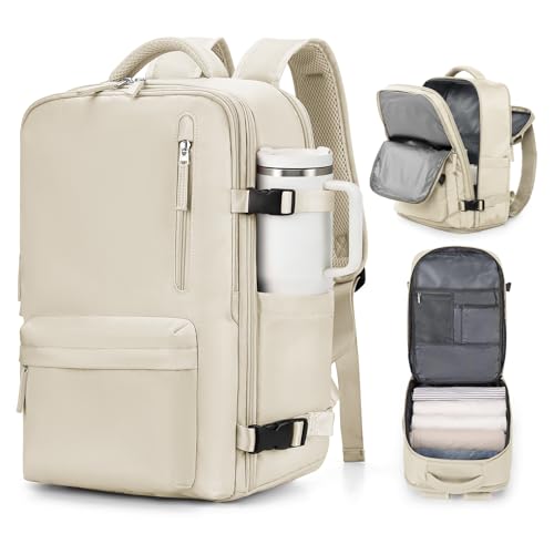 VGCUB Large Travel Work Business Backpack Carry on flight Approved 17 Inch Laptop Backpack for Women Men with Laptop Compartment Mochila de Viaje,Beige | Travel - color: A2-beige, style: Large