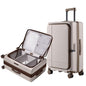 NINETYGO Medium Checked Luggage 25 Inch, Flat Top Opening Check In Luggage with Cup Holder, Expandable, Coffee-Infused PC Hard Shell, Eco-Friendly, TSA Lock, 360° Spinner Wheels (Flat White) - color: 03-Oats Flat White, size: Checked 25-Inch (Top Opening,