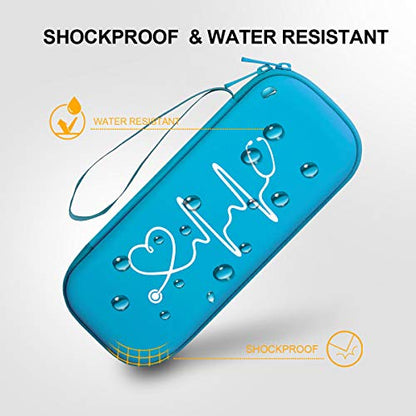 BOVKE Travel Carrying Case Compatible with 3M Littmann Classic III, Lightweight II S.E, MDF Acoustica Deluxe Stethoscopes, Extra Room for Medical Scissors EMT Trauma Shears LED Penlight, Turquoise - color: Pu Leather_Turquoise