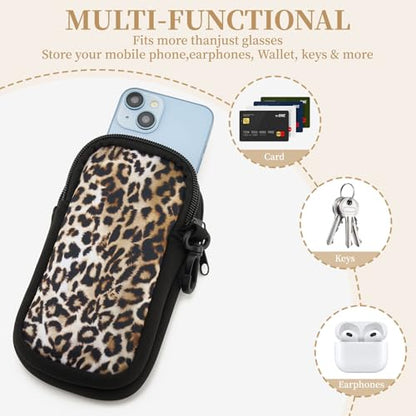 QIUTIMIY Sunglasses Soft Case Zipper Double Eyeglass Case with 2 Compartments 1 Belt Clip - color: Leopard2