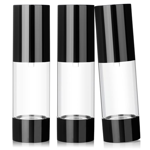 1oz 30ml Airless Pump Bottles, Refillable Leak Proof Travel Pump Bottle Toiletry Cosmetic Skincare Containers for Lotion Toner Gel Foundation (3 Pieces) - color: Black
