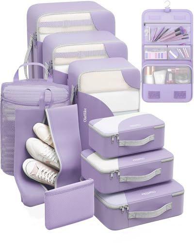 10 Set Packing Cubes for Travel, Gifts for Women Mom,Anti-Tearing Suitcase Organizer,OlarHike Vacation Essentials & Accessories for Cruise Ship - color: 13 Purple