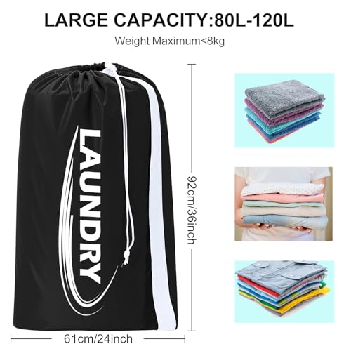 Sylfairy 2 Pack XL Laundry Bag with Strap,Heavy Duty Travel Laundry Bag,Rip-Stop Dirty Clothes Shoulder Bag with Drawstring,Easy Fit a Laundry Hamper or Basket Travel Essentials - color: Black+Red