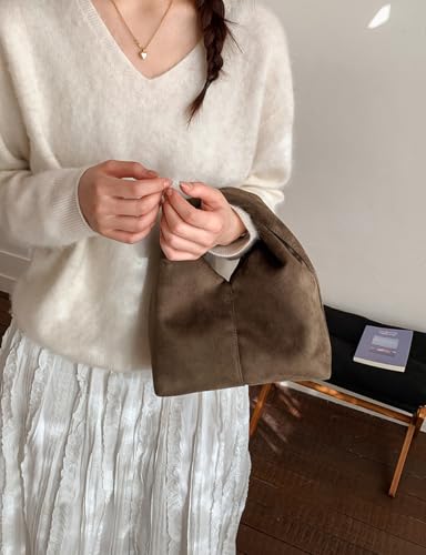 Slouchy Suede Crescent Crossbody Purses Women Cute Hobo Bags Trendy Satchels Underarm Shoulder Bag Travel Tote Handbag 2026 - color: A Suede Green Coffee-no Strap