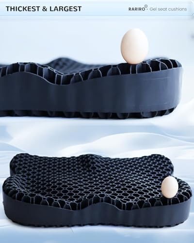 Enlarged 19.7" Gel Seat Cushion, Egg Gel Chair Pads for Wheelchair Pressure Coccyx Sciatica Pain Relief, Cooling Desk Seat Cushion for Kayak, Car, Office Chair Long Sitting[Black] - color: Black, size: 19.7*16.1*3.5in
