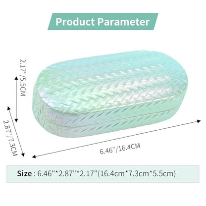 PERFECTSIGHT Sunglasses Case, Large Hard Shell Glasses Case, Cute PU Leather Protective Eyeglasses Case for Women Men - color: Gradient Light Green
