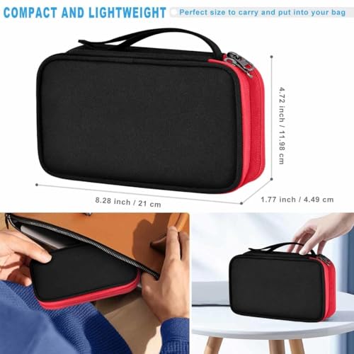ZINMARK Portable Cable Organizer Case,Travel Pouch with Double-Layer Storage for Cables,Chargers,Earbuds & Phone,Black Red– Small Size - color: Black Red