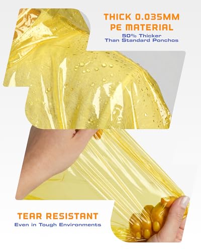 Hagon PRO Disposable Rain Ponchos for Adults (5 Pack) - color: Yellow (5 Pack)
