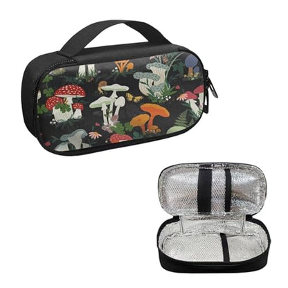 Retro Mushroom Insulin Cooler Travel Case for Insulin Pen Cooling Case Portable Medication Insulated Diabetic Carrying Pack for Insulin Pen Glucose Meter and Diabetic Supplies - color: Retro Mushroom