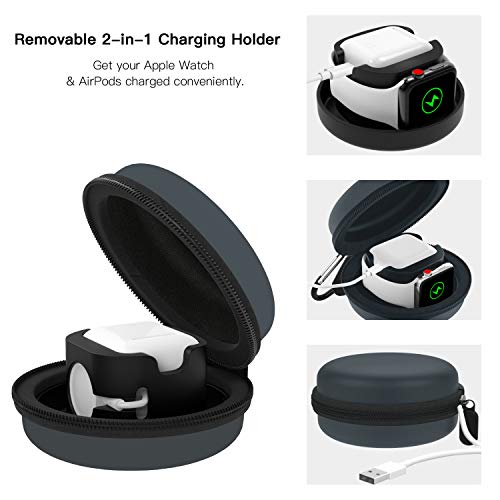 MoKo Storage Box Compatible with Apple Watch Series 11/10/9/8/7/6/5/4/3/2/1/SE3/SE2/SE, Portable Protective Travel Bag Fit iWatch 38mm 40mm 41mm 42mm 44mm 45mm 46mm Airpods Pro/3/2/1, Space Gray - color: Space Gray