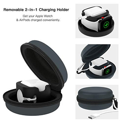 MoKo Storage Box Compatible with Apple Watch Series 11/10/9/8/7/6/5/4/3/2/1/SE3/SE2/SE, Portable Protective Travel Bag Fit iWatch 38mm 40mm 41mm 42mm 44mm 45mm 46mm Airpods Pro/3/2/1, Space Gray - color: Space Gray