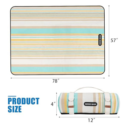 G GOOD GAIN Picnic Blanket Waterproof & Sand Proof,Beach Blanket Portable with Carry Strap, XL Large Foldable Picnic Rug Machine Washable for Camping Party,Wet Grass,Kids Playground.(Pineapple Yellow) - color: Pineapple Yellow