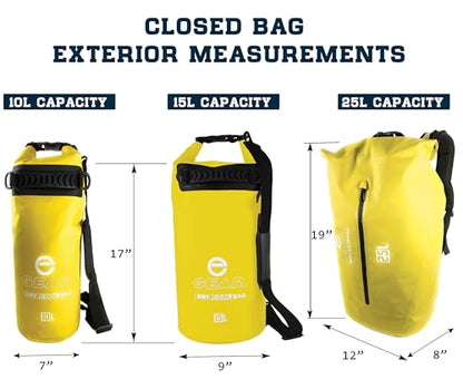 Enthusiast Gear Insulated Dry Bag Floating Cooler – 10L / 15L / 25L Roll Top, Leak Proof, Waterproof, Collapsible, with Padded Shoulder Strap - Perfect for Kayaking Fishing Beach - color: Yellow, size: 10 Liter