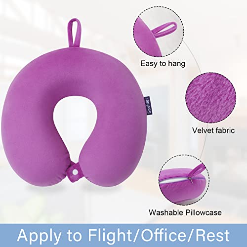 Travel Pillow Comfortable Neck Pillow U Shape Memory Foam Support Neck and Head Portable Travel Neck Pillow Suitable for Airplane, Trains, Self-Driving Cars - color: Purple