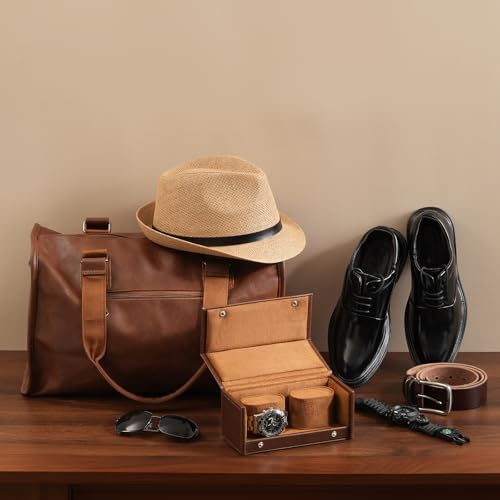 ProCase Watch Travel Case for Men & Women, 2 Slot Travel Watch Case with Soft Velvet Lining, Shockproof Watch Box Organizer, Fathers Day Gift, Birthday Valentines Gifts for Women -Chocolate