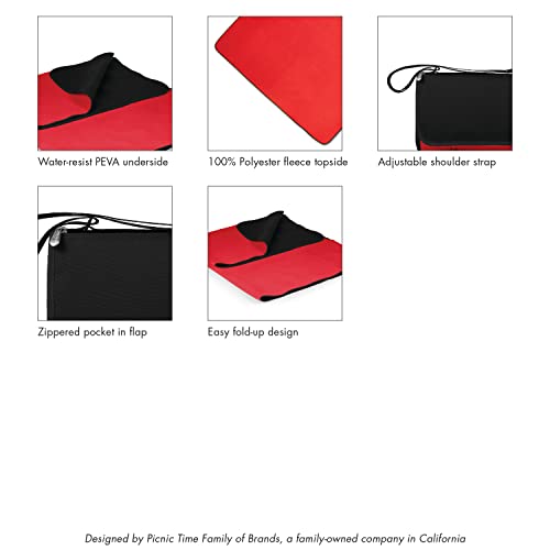 ONIVA - a Picnic Time brand Blanket Tote Outdoor Picnic Blanket, Beach Blanket, Camping Blanket 59x51 inches - color: Red Check With Gray