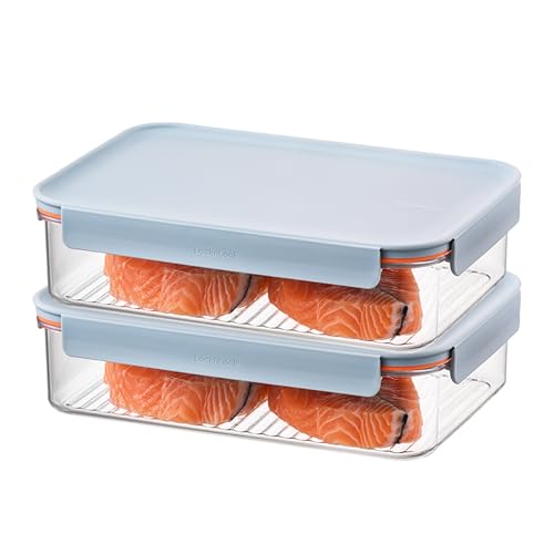 LocknLock Tritan Plastic Bisfree Modular Plus Food Storage Container Set, 4 set (2 containers & 2 Lids)- Mint - color: Mint, size: 4 set (2 containers & 2 Lids), 2100 ml