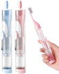 2 Pcs Travel Toothbrush Kit Fold Built-in Set, Soft Bristles for Travel Camping School Business Trip Essential (Blue, Pink) - color: Pink,blue