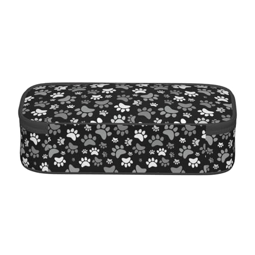 Perinsto Black And White Dog Animal Paws Pencil Case Big Capacity Multi Compartment Stationery Box Pencil Pouch Holder Desk Organizer For School Office Home - color: Paws #01