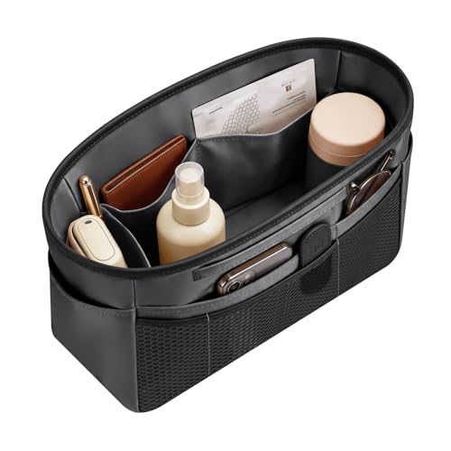 GIVLEFLY Purse Organizer Insert for Tote Bag, 14.5 Inch Satin Bag Organizer, Multi Pocket Handbag Organizer for Everyday Totes - color: Dark Grey, size: 14.57" (L) – Measure Before Purchase