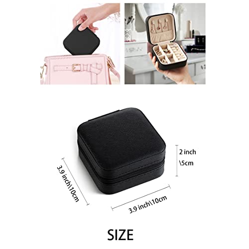 ZPROW Travel Jewelry Case, Mini Portable Jewelry Travel Boxes, Small Jewelry Organizer for Rings, Earrings, Pendants, Watches, Necklaces, Lipsticks Organizer Storage Holder Case (Black) - color: A1 - Black 1 Pack