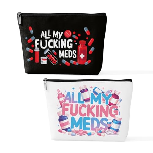 Wenboco 2 Pcs Medicine Makeup Bag, Large Capacity Travel Makeup Case Cosmetic Bags for Women, Portable Pouch Purse Travel Essentials Toiletries Accessories, Christmas Birthday Gifts for Women-1 - color: Multicolor 1548