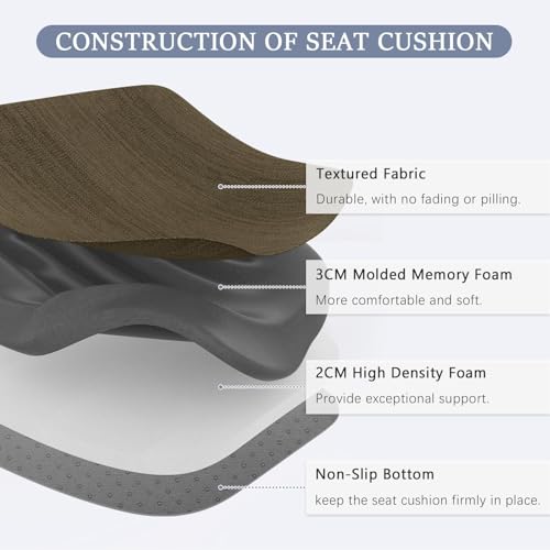 baibu Kitchen Chair Cushions Set of 4, Dual-Layer Patented Design Memory Foam Dining Chair Pads with Ties and Washable Cover, 4 Pack, 17" x 16" x 2", Brown - color: Brown, size: 4 Count (Pack of 1)
