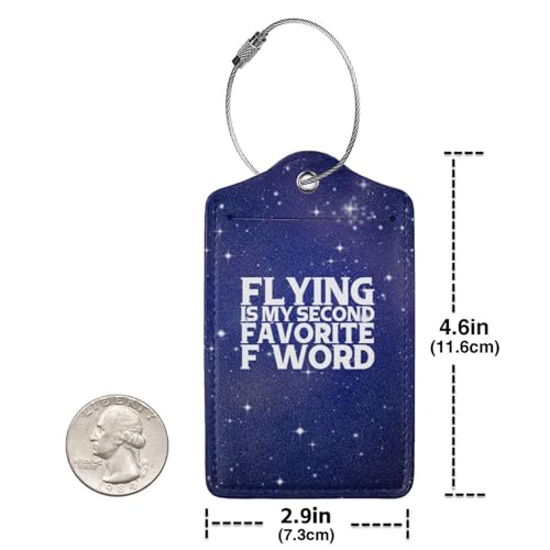 Flying is My Second Favorite F Word Set of 2 Durableleather Luggage Tags Stylish Travel Gear Men Women