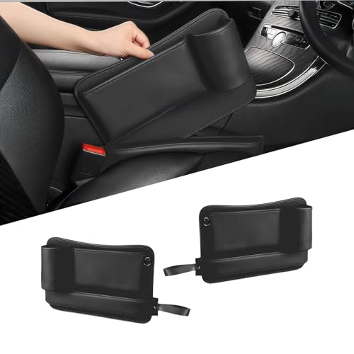 Car Seat Gap Filler Organizer 2 Pack, Car Seat Organizer with Cup Holders, 3-in-1 Removable Auto Organizer for Women, Universal Fit SUV Truck Fill The Gap Between Seats & Console(Black) - color: Black