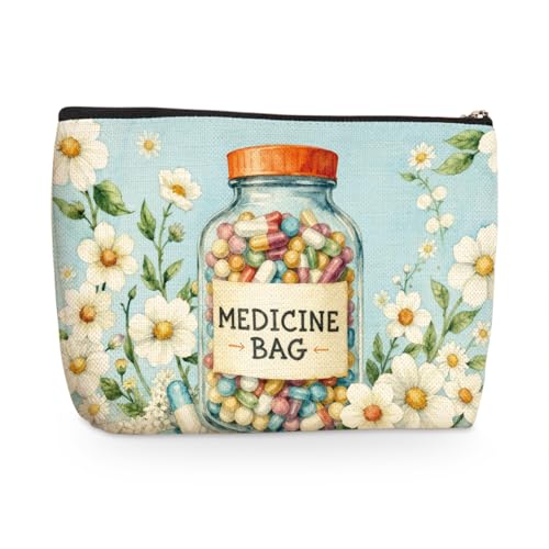 Medicine Makeup Bag, Travel Makeup Case Cosmetic Bags for Women, Portable Pouch Purse Travel Essentials Toiletries Accessories, Christmas Birthday Gifts for Women - color: Multicolor 1589
