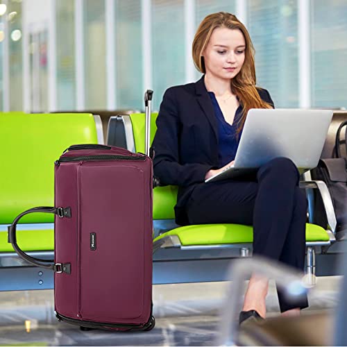 Modoker Rolling Garment Bags, 25in Large Garment Duffle Bag with Wheels, 3 in 1 Garment Suit Luggage Bag, Not Standard Carry-On Size for Women Men Business Travel Weekender, Red - color: 25in-Red
