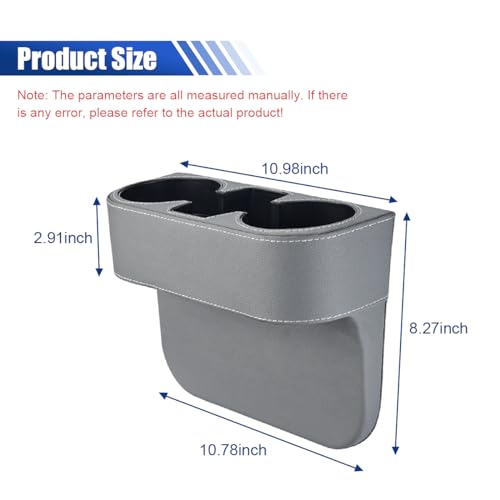 Car Cup Holder, Auto Front Seat Organizer, Multifunctional Cup Drink Holders with PU Leather Cover, Gap Filler Storage Box Coin Bucket Console Side Pocket Cell Mobile Phone Holder (Gray) - color: Gray