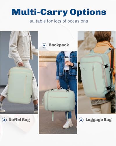 Hynes Eagle Carry on Backpack 38L Large Travel Backpack for Women Flight Approved Weekender Bag Laptop Backpack Men 15 inches Mint Green - color: Mint Green