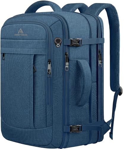 AREYTECO Large Travel Laptop Backpack for Men, 50L Carry On Backpack, Expandable Laptop Bag Water Resistant Overnight Weekender Gym Daypack Traveling Backpack, Traveler Gifts, Blue - color: Blue, size: 17.3 Inch (20''x13''x10'')