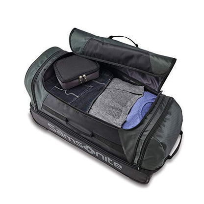 Samsonite Andante 2 Wheeled Duffel Bag – 22-Inch Durable Rolling Luggage with Inline Skate Wheels, Push-Button Handle & Spacious Compartments – Travel-Friendly and Lightweight - All Black - color: All Black, size: 22-Inch