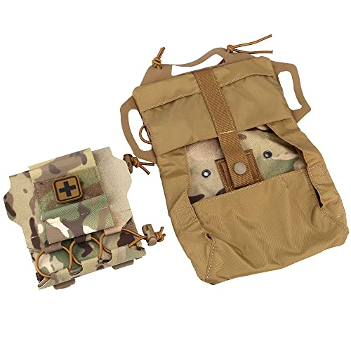 SABADO Rapid/Quick Deploy First Aid Kit Pack Tactical IFAK Pouch Two-Piece System Med Roll Carrier Hypalon Handle Outdoor Sport Hunting Bag - color: CP-87