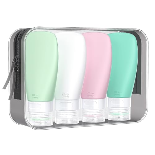 INSFIT Travel Bottles for Toiletries, TSA Approved 3oz Travel Size Containers, BPA Free Leak Proof Squeezable Silicone Tubes for Shampoo Conditioner Lotion Body Wash with Labels - color: #1 2oz, size: 2 Ounce