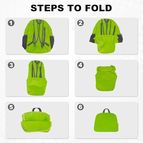 HOLYLUCK 20L Lightweight Packable Hiking Daypack Foldable Backpack for Men Women Small Travel Outdoor Foldable Shoulder Bag-green - color: Green