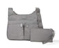 Baggallini Crossbody Travel Bag 11x8.5 Lightweight Water-resistant Nylon Handbag - color: Pewter Zebra