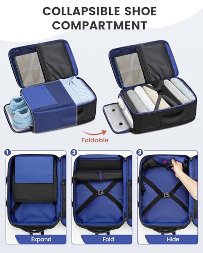 MATEIN Personal Item Backpack 18x14x8 for Frontier, Underseat Travel Backpack with Water Bottle Holder Fit 15.6" Laptops, TSA Approved Luggage Bag with Shoe Compartment for Airlines, 2 Pcs Set - color: Black