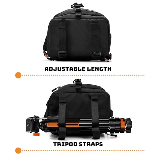 Vogano Camera Sling Bag for Photographers - Waterproof Single-Shoulder Camera Case with Adjustable Dividers, Rain Cover & Side Tripod Pocket - color: 2.0 Black