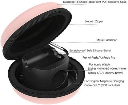 MoKo Storage Box Compatible with Apple Watch Series 11/10/9/8/7/6/5/4/3/2/1/SE3/SE2/SE, Portable Protective Travel Bag Fit iWatch 38mm 40mm 41mm 42mm 44mm 45mm 46mm Airpods Pro/3/2/1, Rose Gold - color: Rose Gold